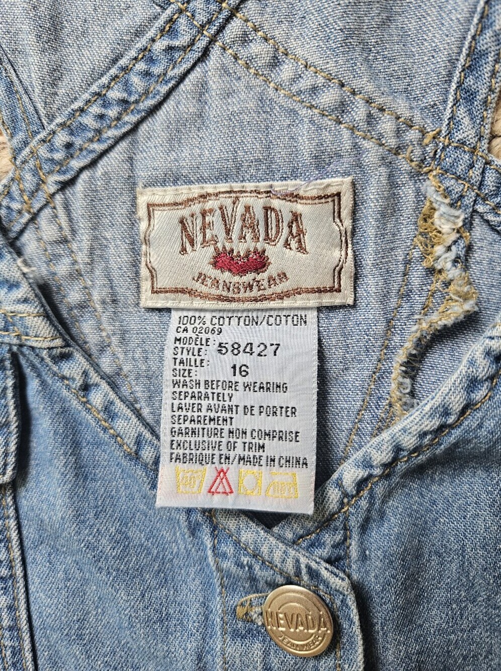 Vintage Nevada Denim Maxi Dress Button Front Prairie 90s Cottagecore - Picture 6 of 10